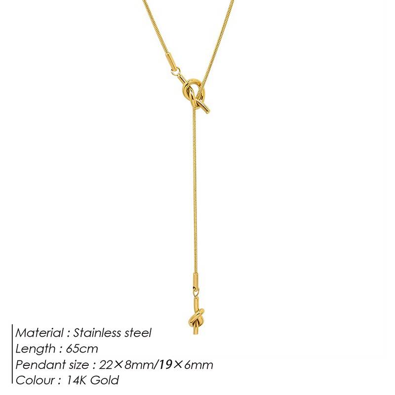 18K Plated Long Tassel Knot Necklace : ATO0624NK006G