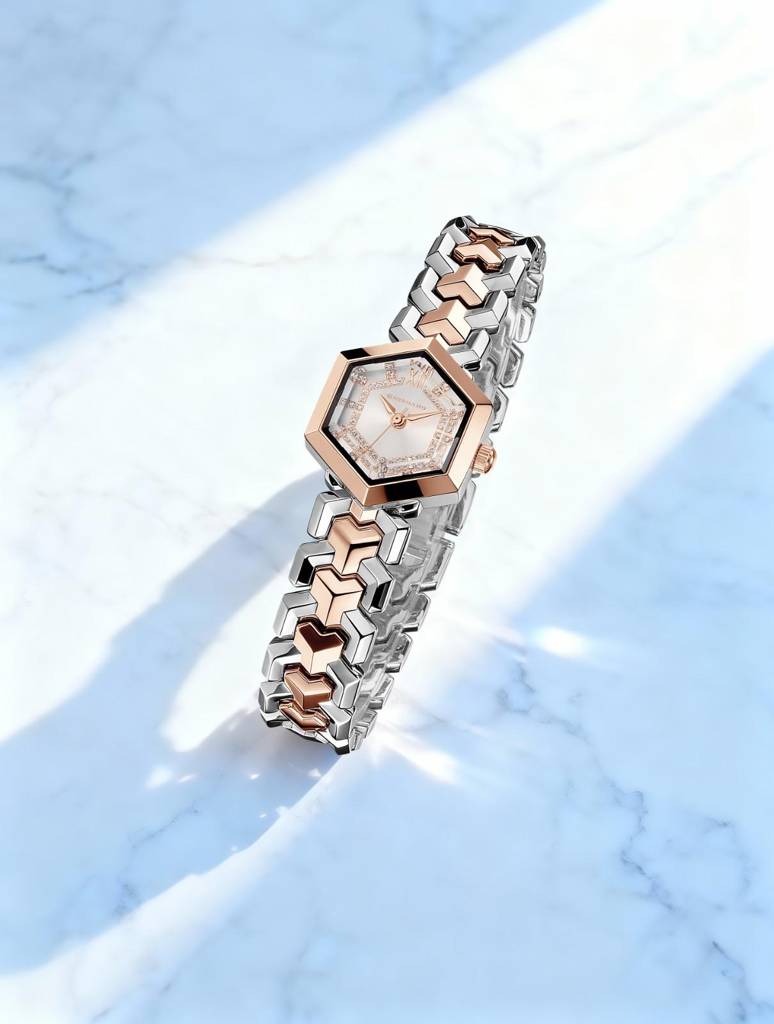 Giordano Analog Watch For Women Â Hexagon Dial With Crystal Accents, Stainless Steel Bracelet, Elegant Wristwa : GZ-60137-11