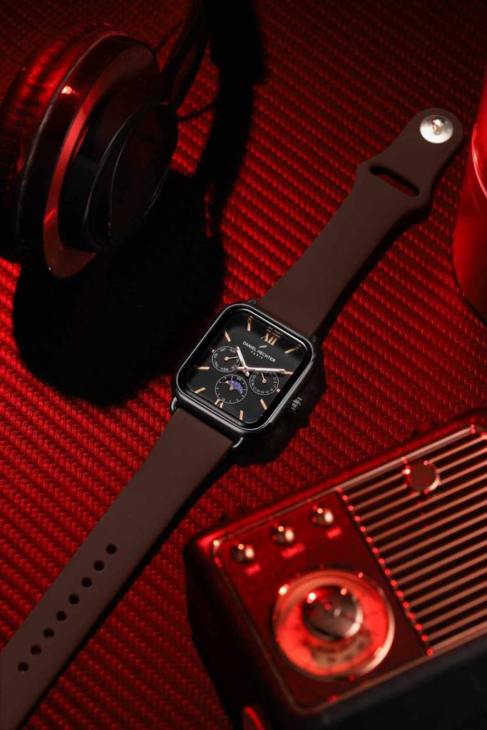 Daniel Hechter Paris Montmartre Unisex Multifunction Square Watch Â Black Dial With Day-Date & 24-Hour Subdial : DHU-1001-03