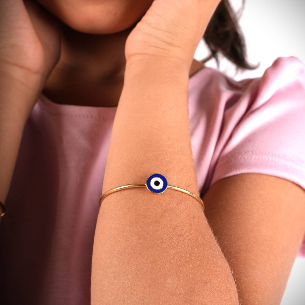 925 Silver Hypoallergenic Evil Eye Bangle For Kids : F1015EvilEye