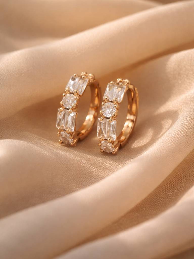 Multi Shape Ad Rose Gold Hoop Earrings | Anti-Tarnish Daily Wear : S925E658MSSH