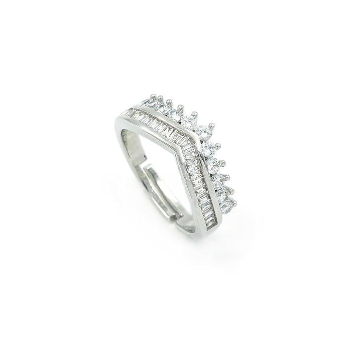 Sliver- Tone Crown Curve Anti-Tarnish Ring : HSPS60MB0964