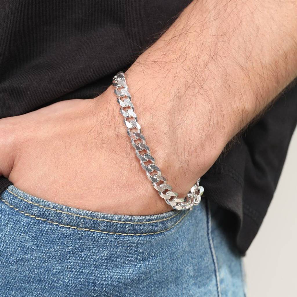 Classic Silver Elegance Men'S 925 Sterling Silver Plated Bracelet : BR-80301-S