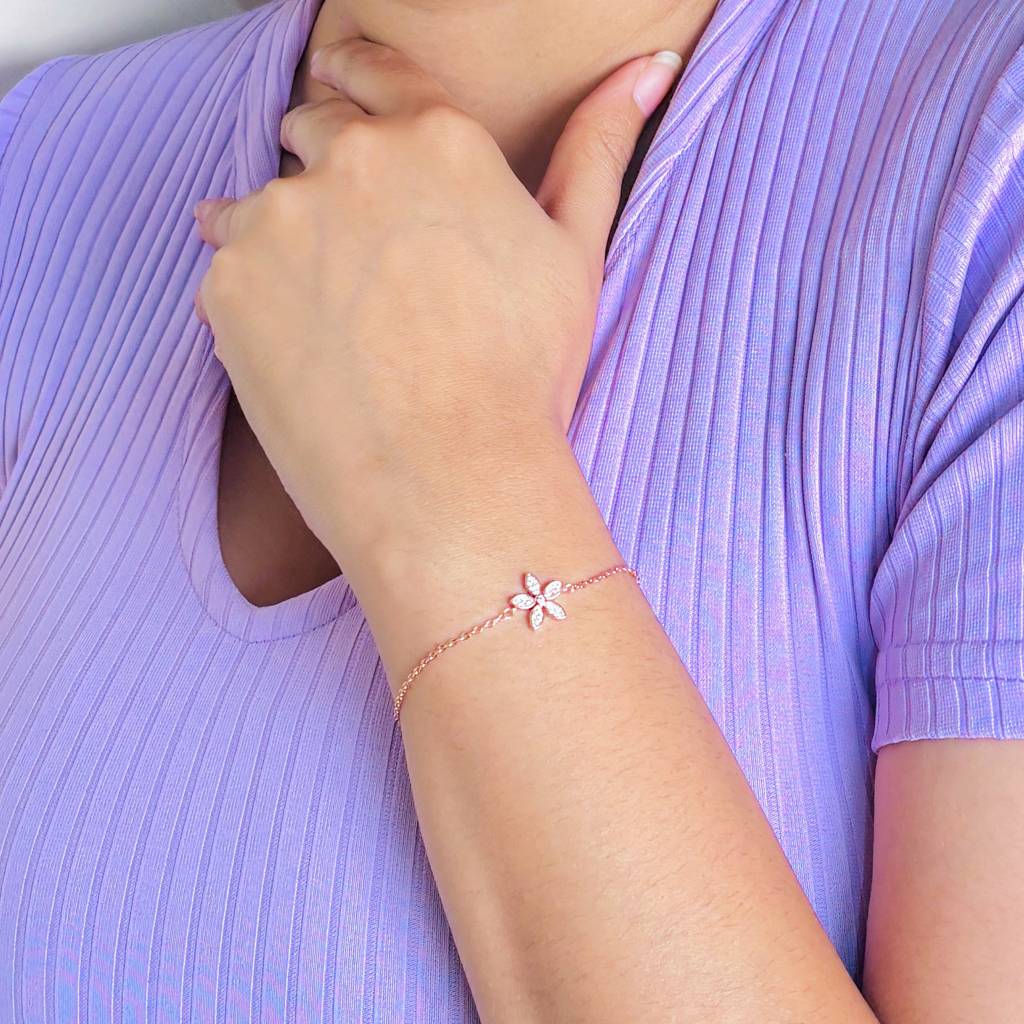 925 Silver Rosegold Blossom Bracelet : IS-BR-CH-1146