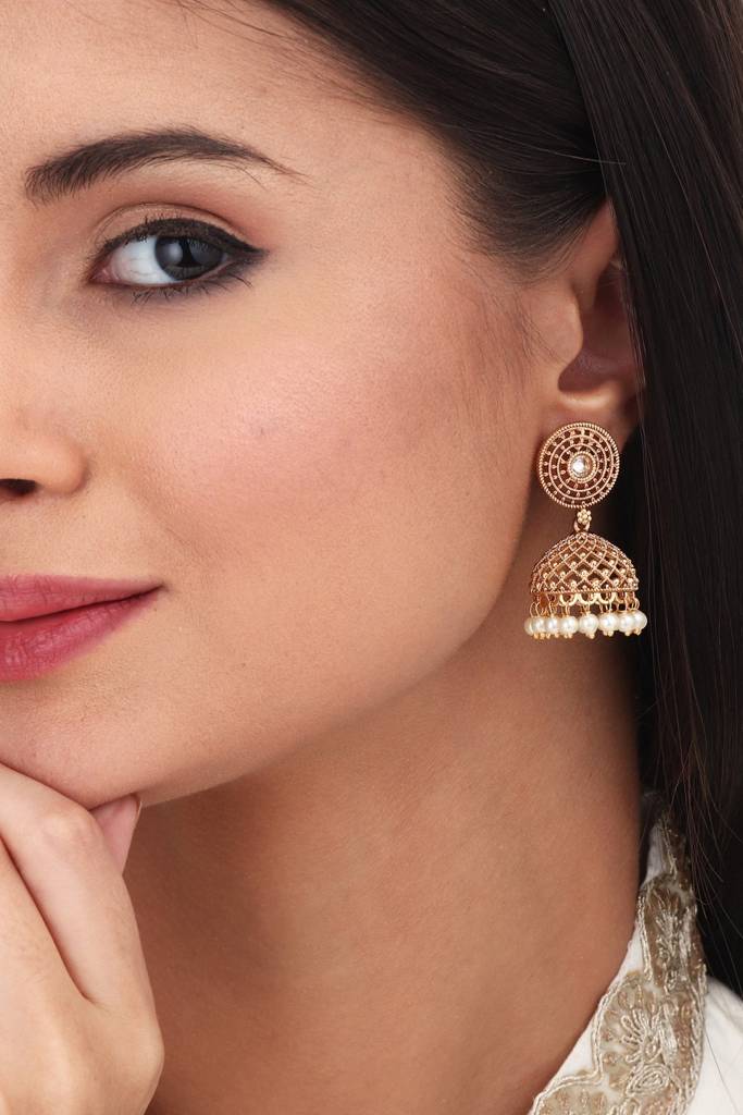 Gold Plated Temple Style Jhumka : S23MRERM21GLD