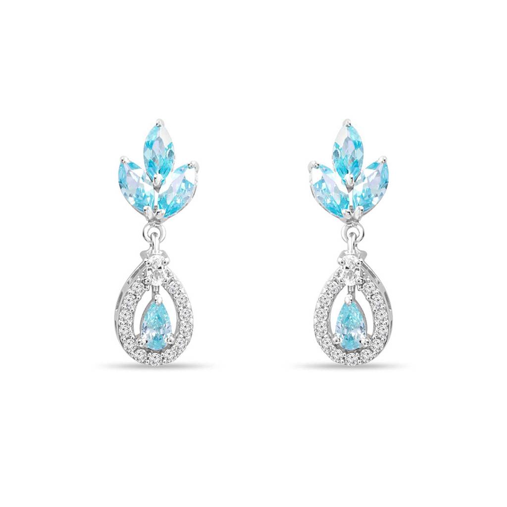 Teardrop Rhodium Plated 925 Sterling Silver Earrings : EAR-20864-R