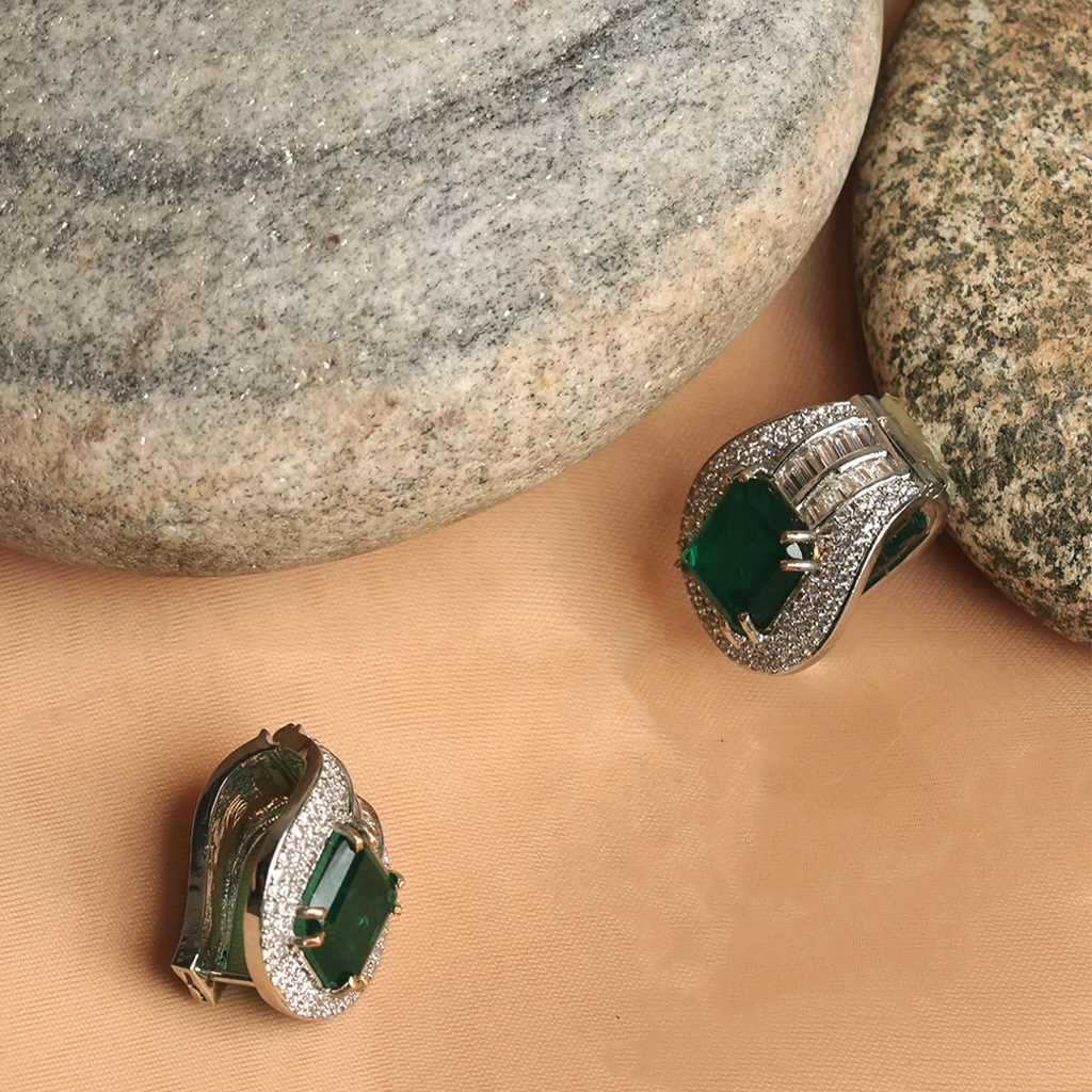 Silver Polish Green Emerald Tops : CAO0018MPS