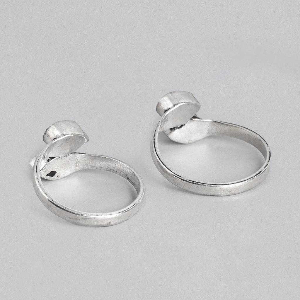 Jeweled Harmony Silver-Plated 925 Sterling Silver Toe Ring : TOE-10062-R