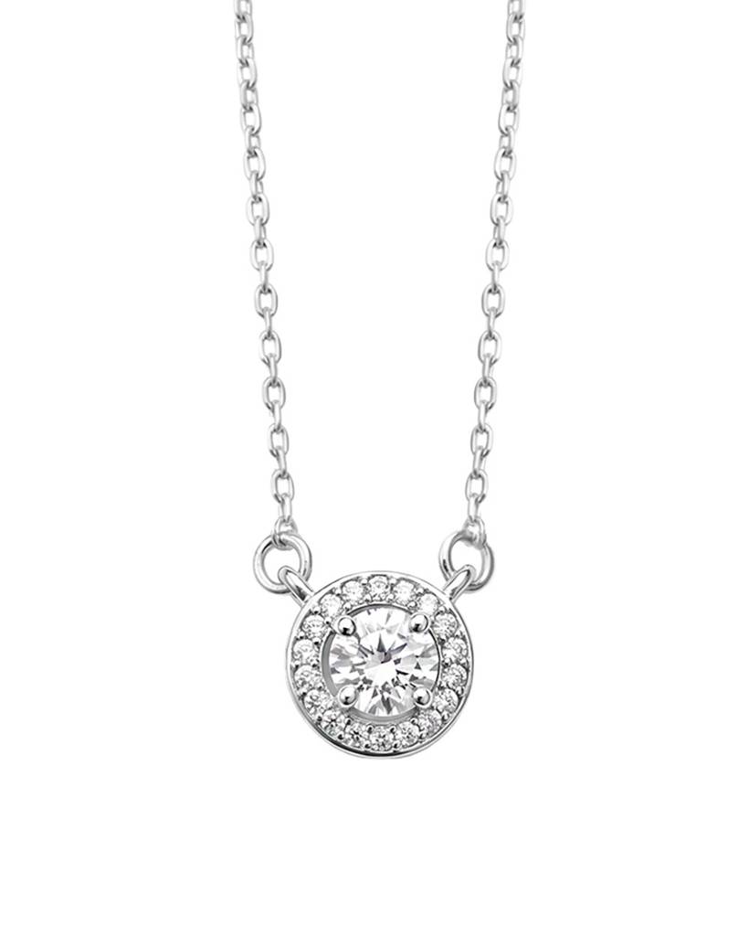 925 Silver Classic Halo Solitaire Pendant Necklace : IS-NC-PC-1184
