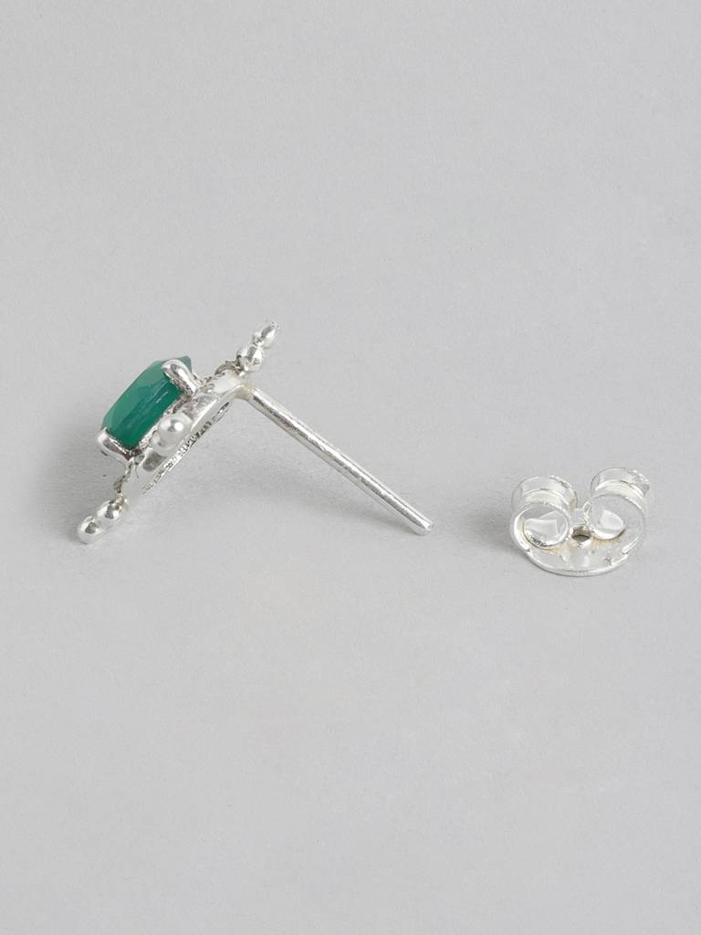 92.5 Silver Green Kundan Chakra Stud Earrings : 92.5 Silver Green Kundan Chakra Stud Earrings : 92.5 Silver Green Kundan