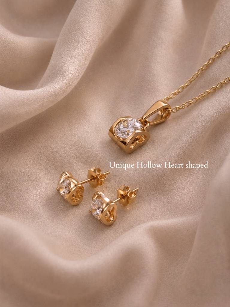 Rose Gold Solitaire Pendant Set With Cz | Anti Tarnish Jewelry : SET844SPS