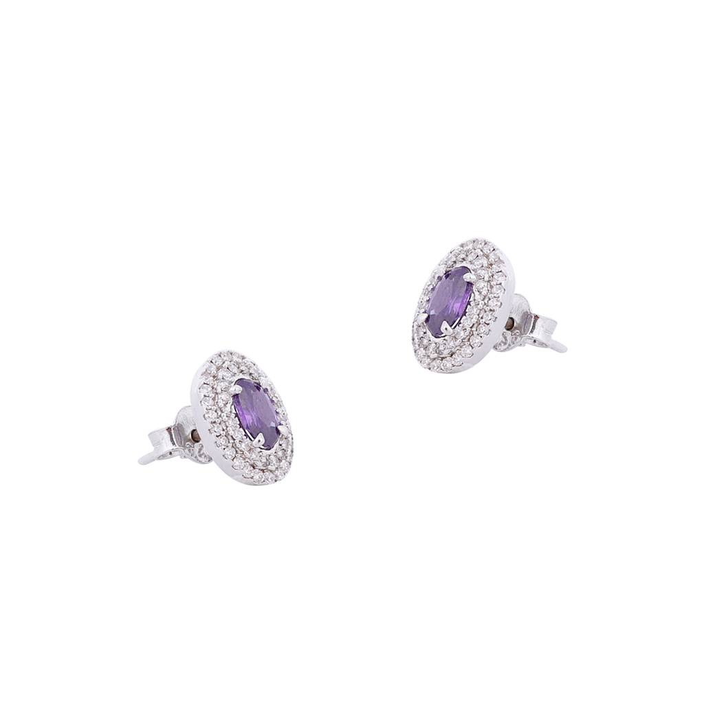 Iski Uski 925 Sterling Silver Bevan Amethyst Drop Earrings