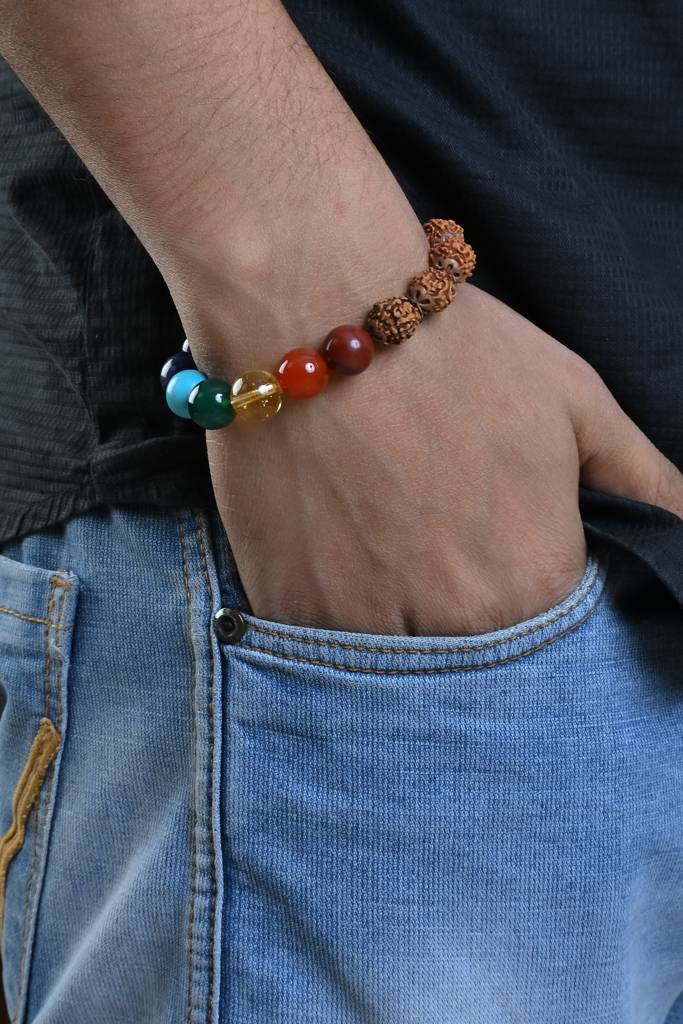 Rudraksha And Chakra Stones Bracelet : BBM34