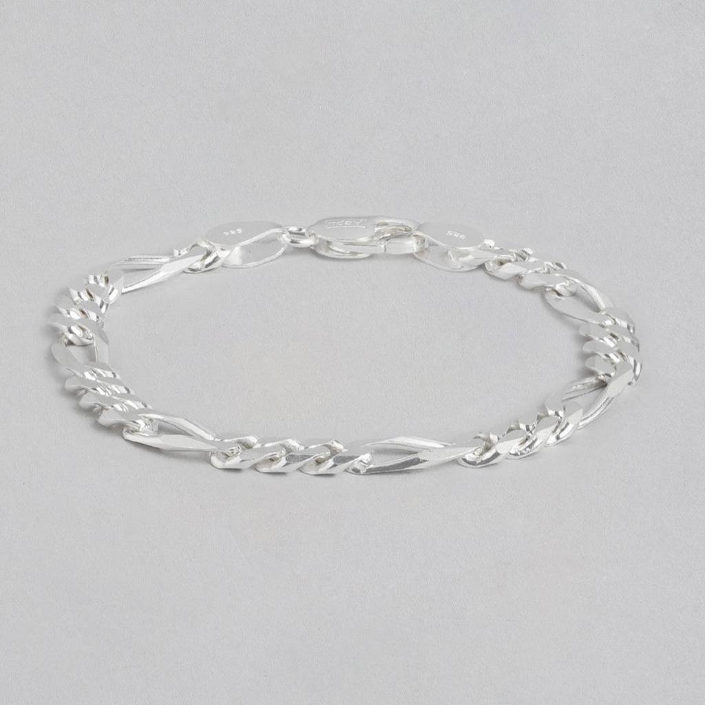 Timeless Silver Elegance 925 Sterling Silver Plated Bracelet For Him : BR-80300-S