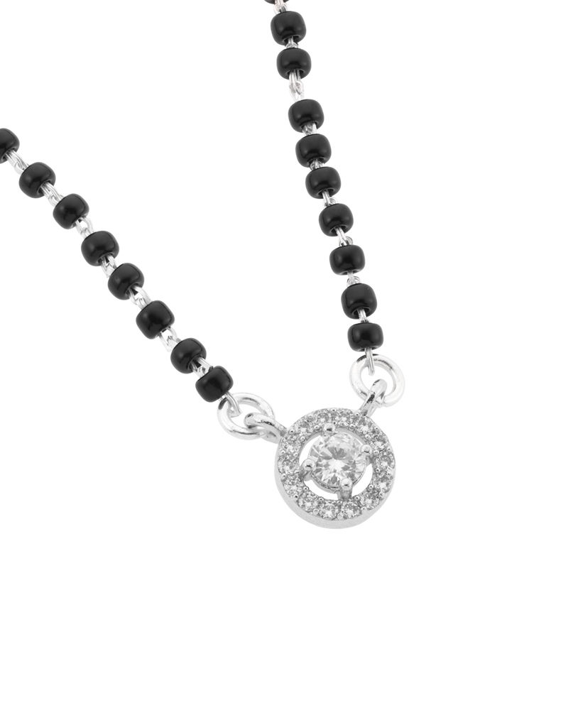 Elegant Mangalsutra Necklace With Cz Stone Pendant : MG-60007-R