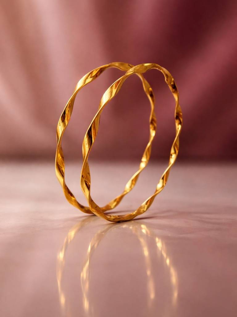 18K Gold Spiral Bangle – Anti Tarnish Stainless Steel Kada : ATB800SB