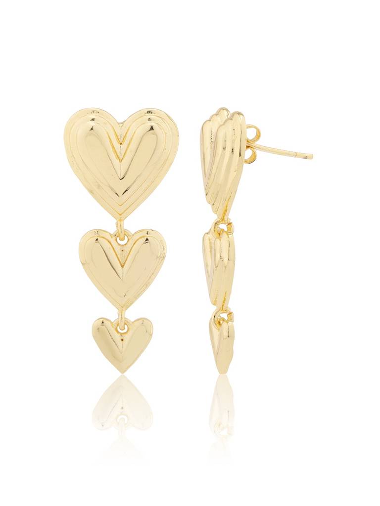 Valentine’S Day Triple Heartfall Gold Dangler Earrings : 8905124574838