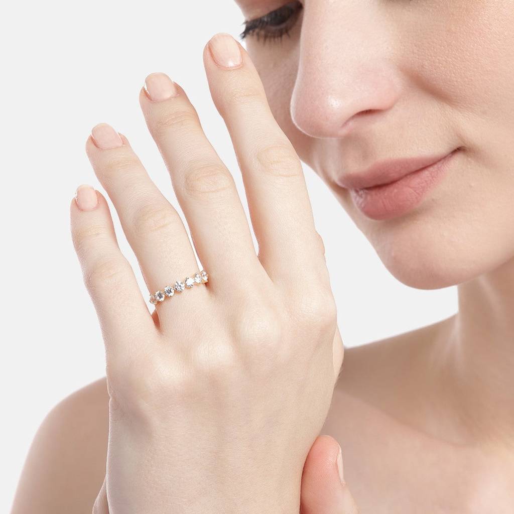 Golden Glow Cz Studded Gold Plated 925 Sterling Silver Ring : RNG-40178