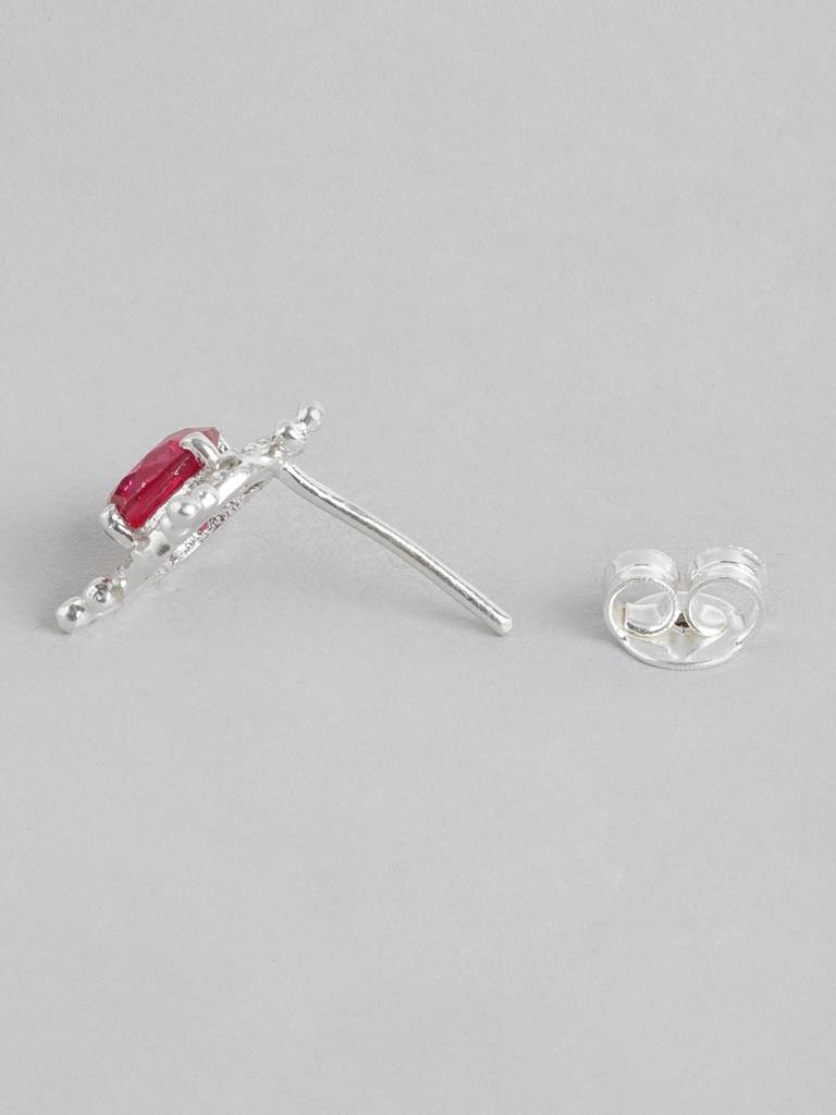 92.5 Silver Red Kundan Chakra Stud Earrings : 92.5 Silver Red Kundan Chakra Stud Earrings : 92.5 Silver Red Kundan Chakr