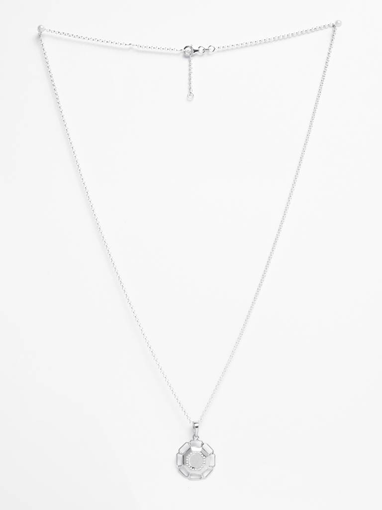 925 Silver Platinum Plated Swiss Zircon Sergio Men Pendant Necklace With Chain Gift For Men & Boys : CSMNP26