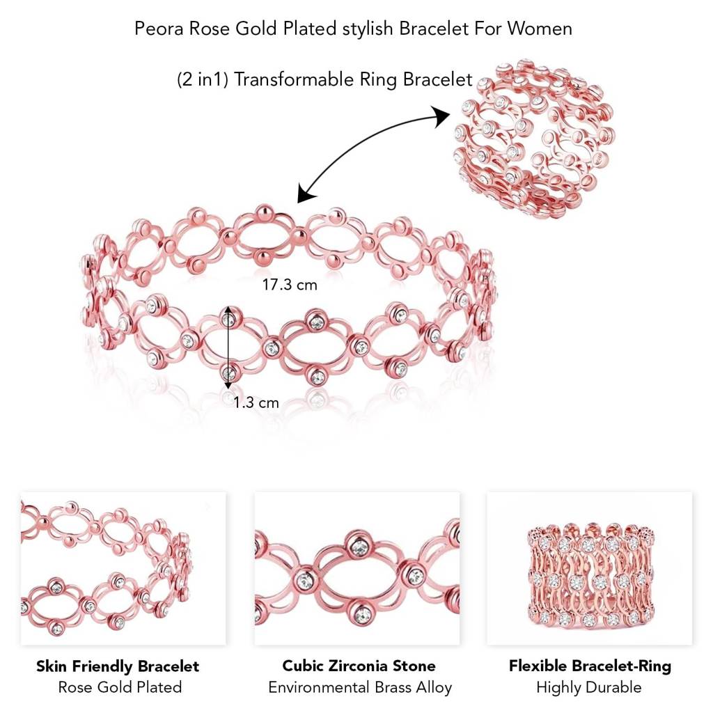 Cubic Zirconia Studded Fancy Bracelet Come Ring Jewellery For Women & Girls : PX8B106C