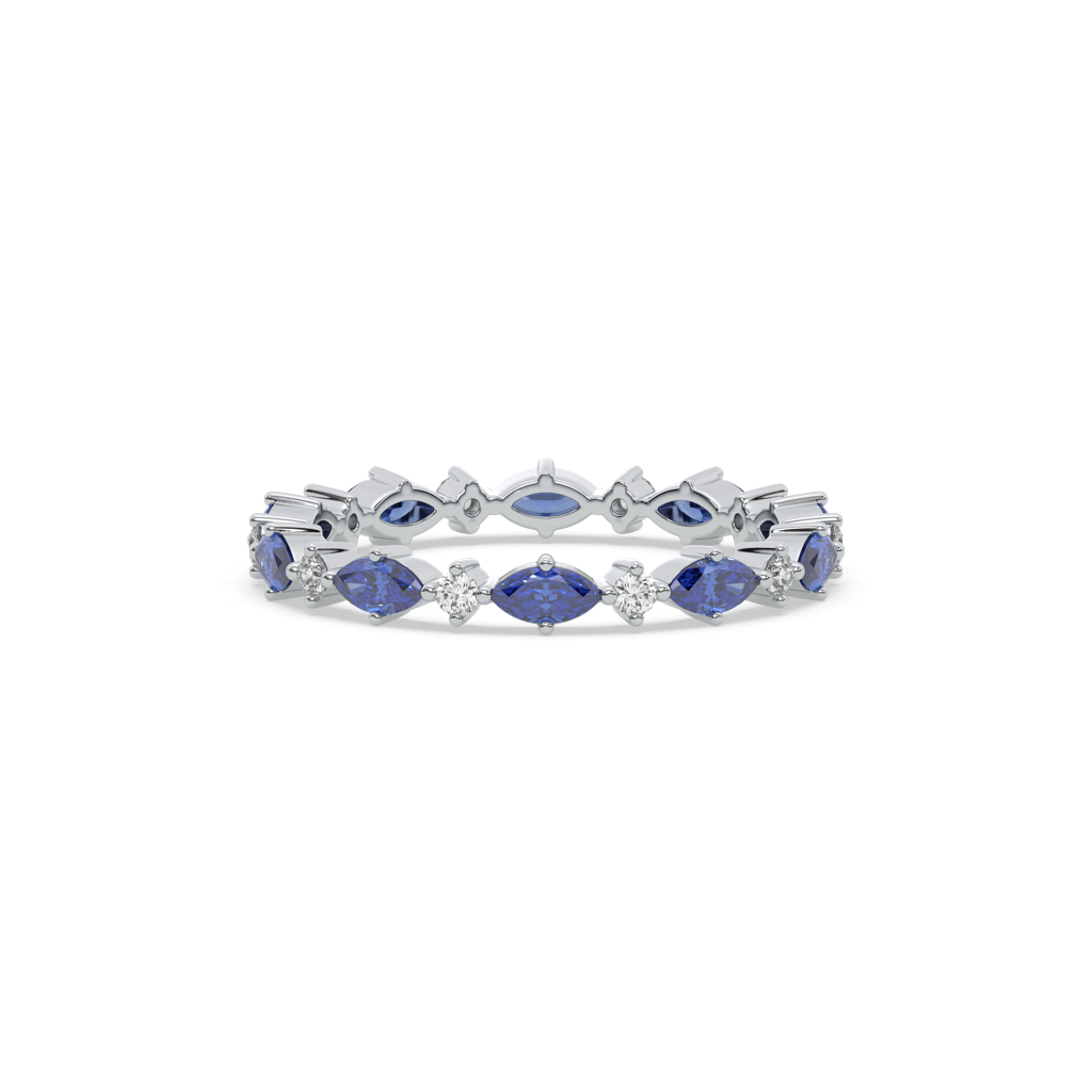 Blue Sapphire - Lab Diamond Eternity Ring : LLRG0123