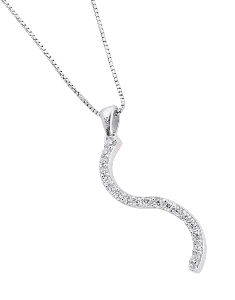 "Stylish Alphabet S Design Cz Stone Pendant & Earrings Jewelry Set : JS-10007-R