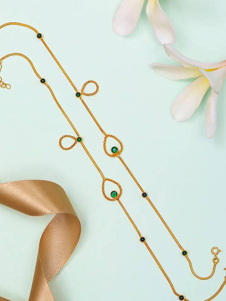 Silver 92.5 Drop Shapes Anklet : U080SO010LA0306
