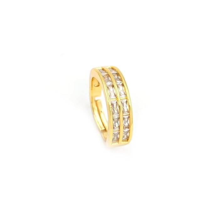 Gold-Plated Baguette Cut Anti-Tarnish Ring : HSPS60MB1037