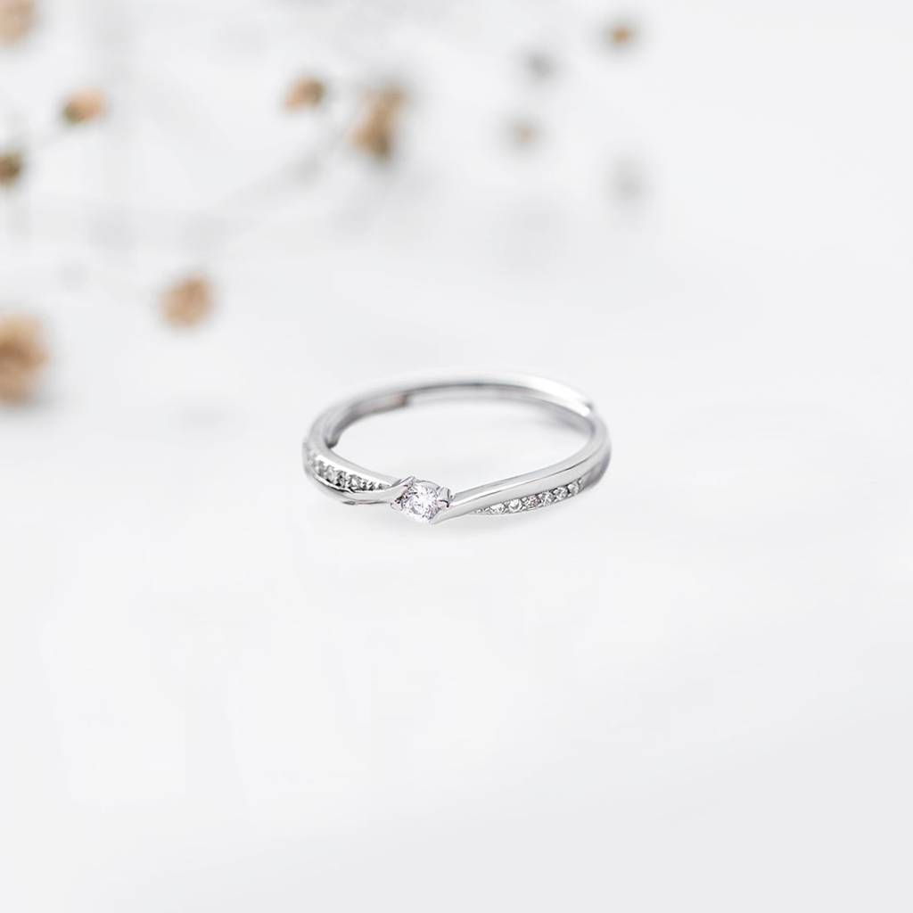 Minimal Cz Studded 925 Sterling Silver Women Ring (Adjustable) : RNG-40108
