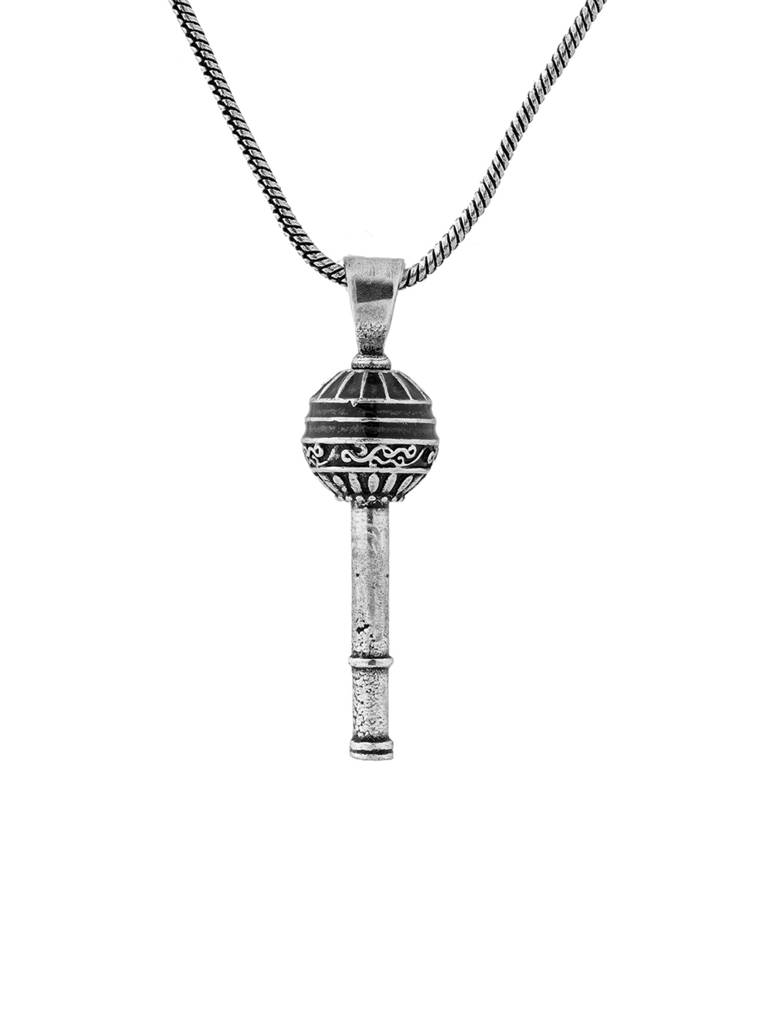 Spiritual Hanuman Gada Silver Pendant Necklace For Men : 8905124579239