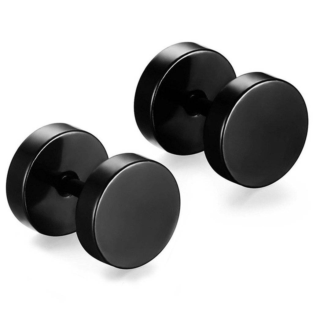 Stainless Steel Ear Piercing Plugs Tunnel Punk Style 10 Mm Stud Earrings Set Gift For Men : PX9ME07BL