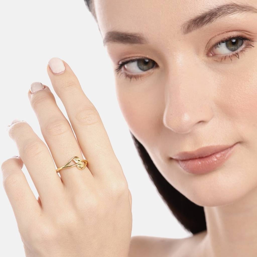 Golden Leafy Elegance 925 Sterling Silver Gold-Plated Women'S Ring (Adjustable) : RNG-40227-G