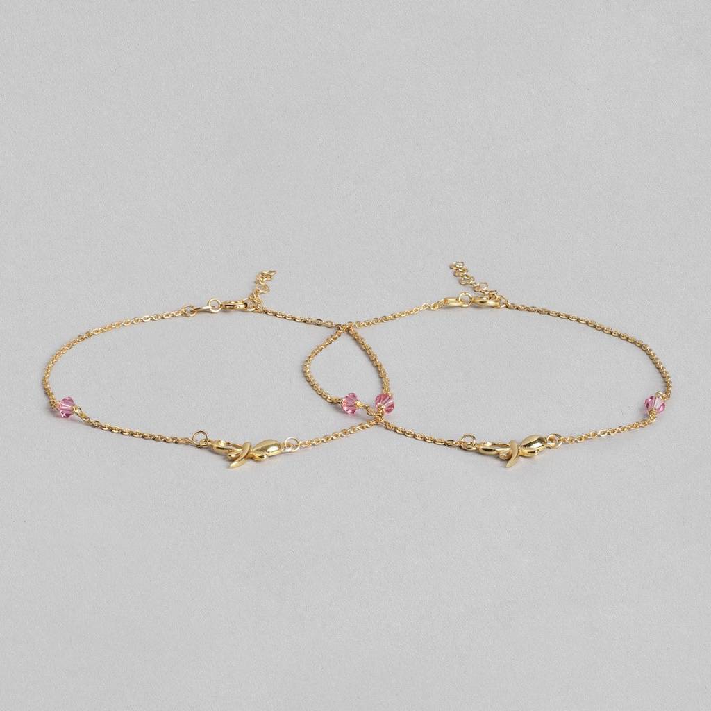 Butterfly Wings Gold-Plated 925 Sterling Silver Anklet : ANK-60248-PAIR-G