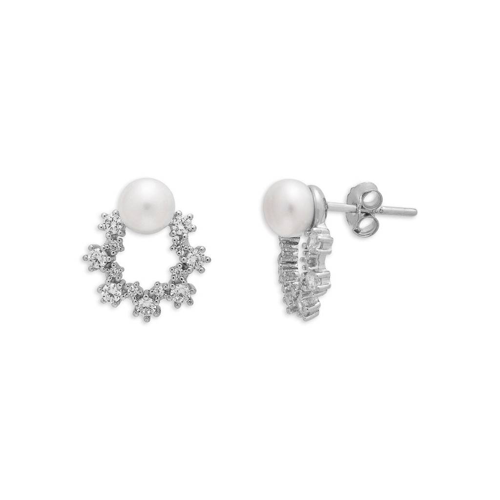 Floral Symphony Ensemble Rhodium-Plated 925 Sterling Silver Jewelry Set : JS-70058-C-R