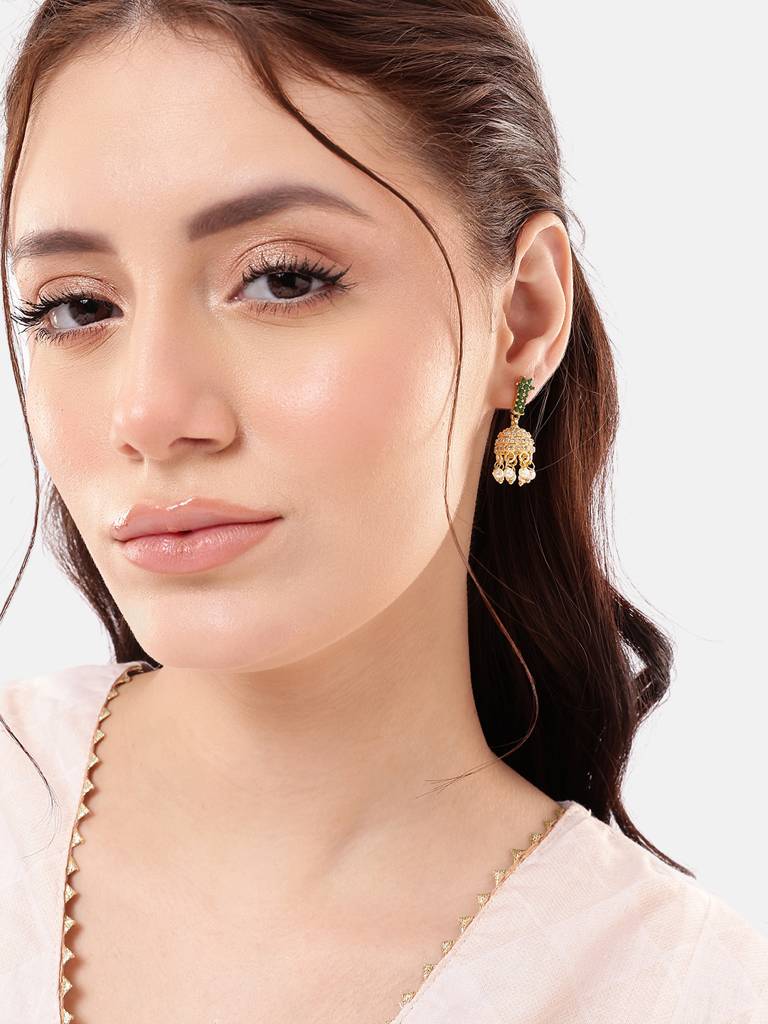 22K Gold Plated Pearl Belle Mini Jhumki Earrings : YI24A0633E