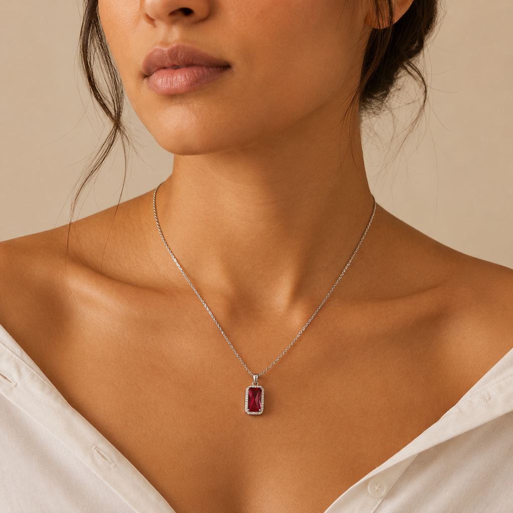 925 Silver Classic Ruby Pendant : PH06022