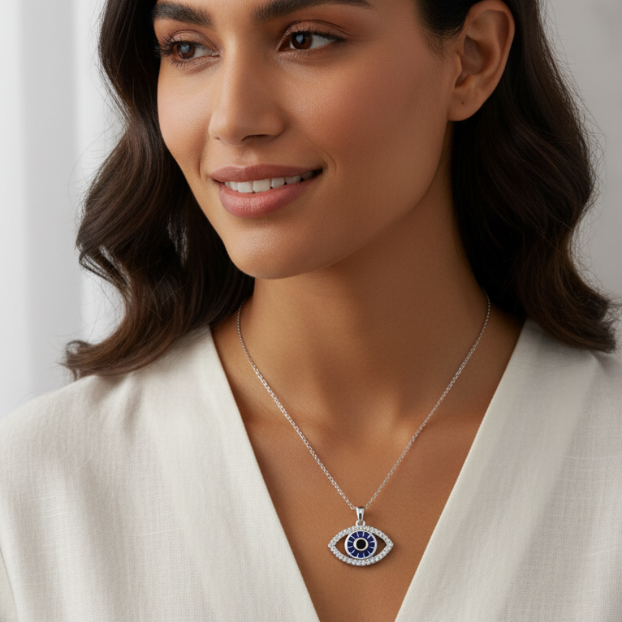 Big Evil Eye Necklace For Women | Bold Protective Evil Eye Pendant Jewellery : 943319698