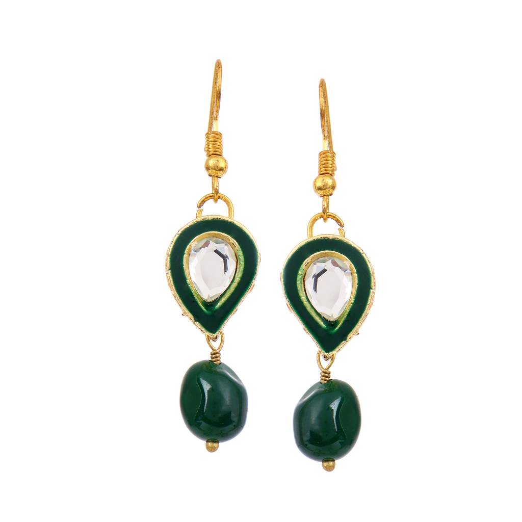 22Kt Gold-Plated Enamel Kundan Pearl Chain Set : PE10017