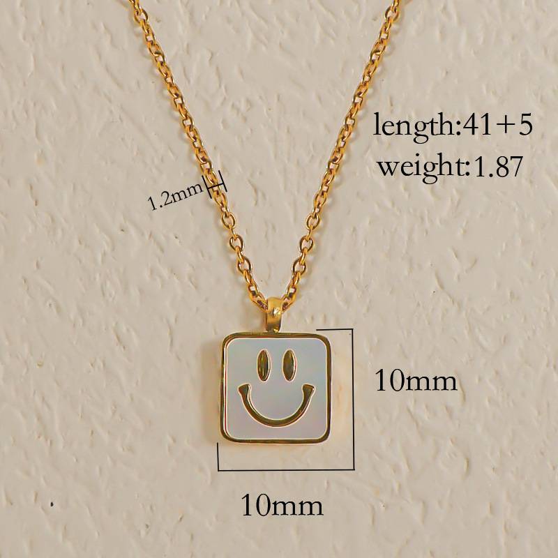 18K Gold Plated Smiley Emoji Pendant Necklace : ATO0624P011G