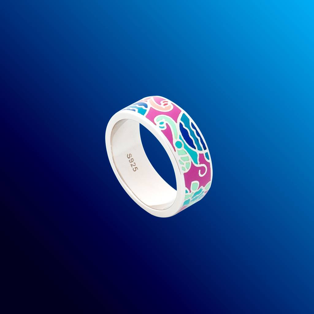 925 Silver Colour Oasis Enamel Ring : HP-RG-SSS-04-14