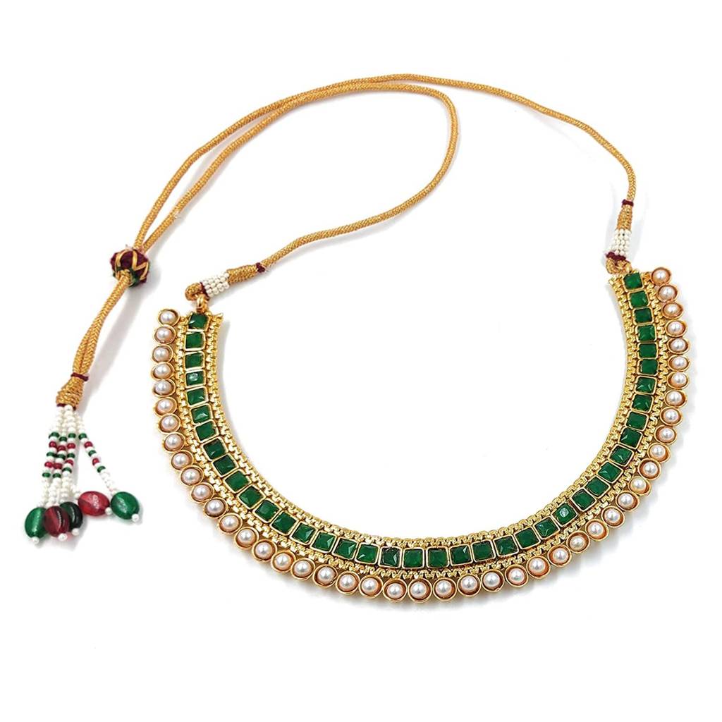 Peora Traditional Gold Plated Choker Necklace & Stud Earrings Jewellery Set For Women Girls : PF04N3391G