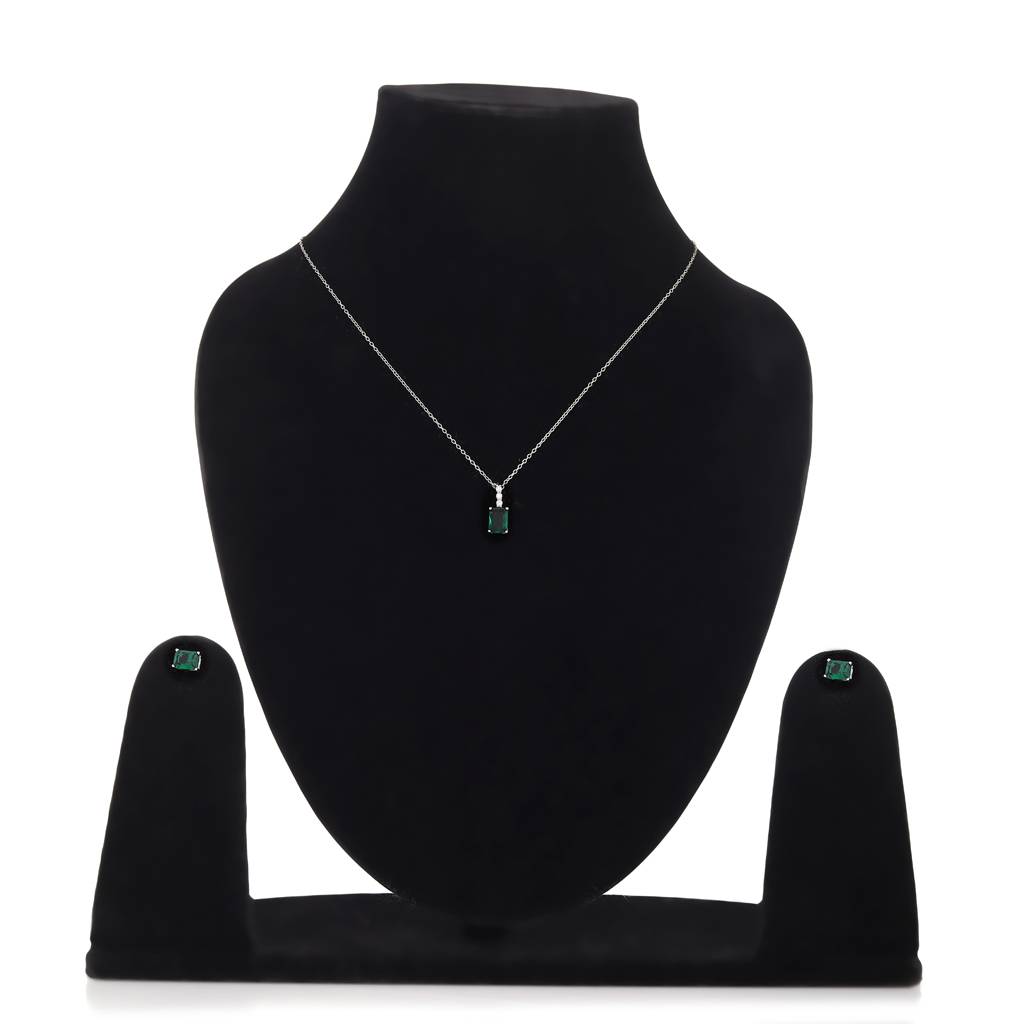 Iski Uski 925 Sterling Silver Victoria Emerald Pendant Set