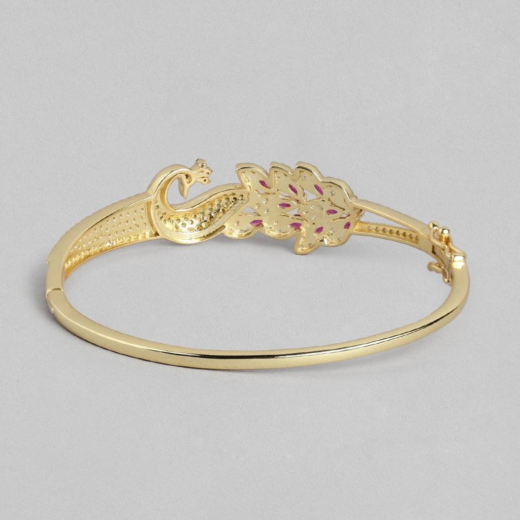 Feathered Fantasy Gold Plated 925 Sterling Silver Peacock Bracelet : BR-80176