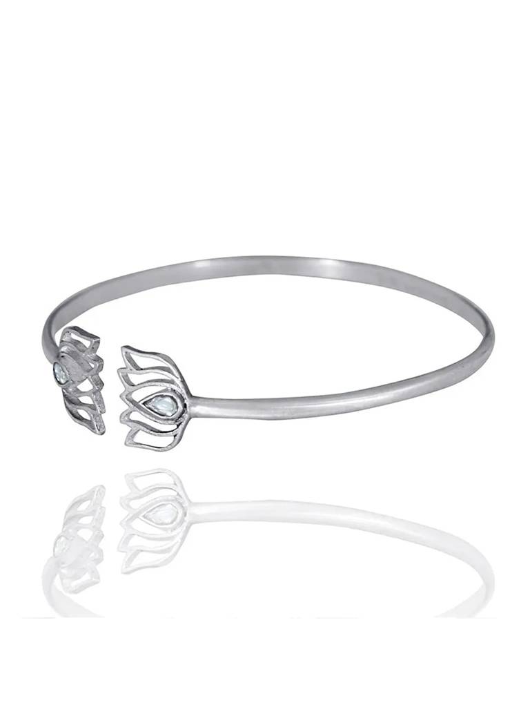 92.5 Silver Oxidize Lotus Bangle : U080S0008LB480