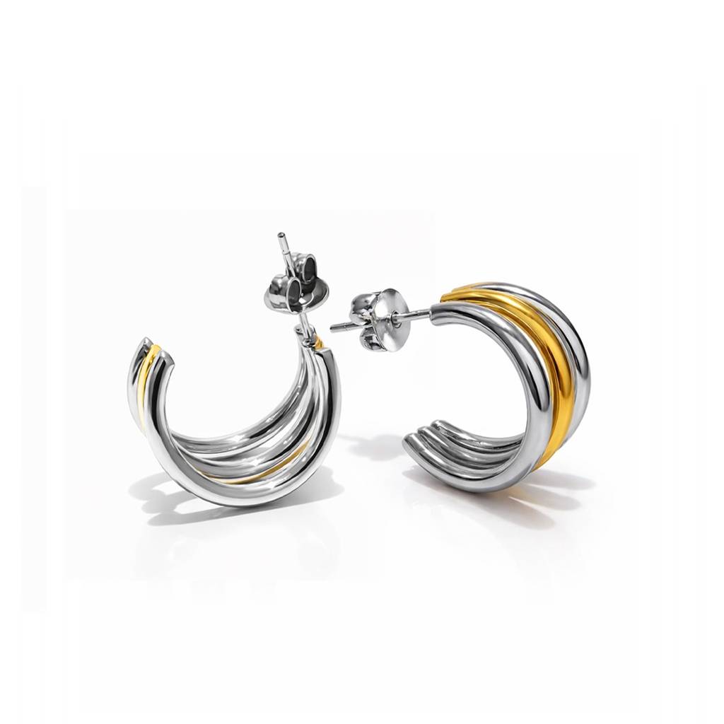 Gold & Silver-Toned Multi Hoop Earrings - Waterproof, Classic Office & Party Earcuffs : 1006762