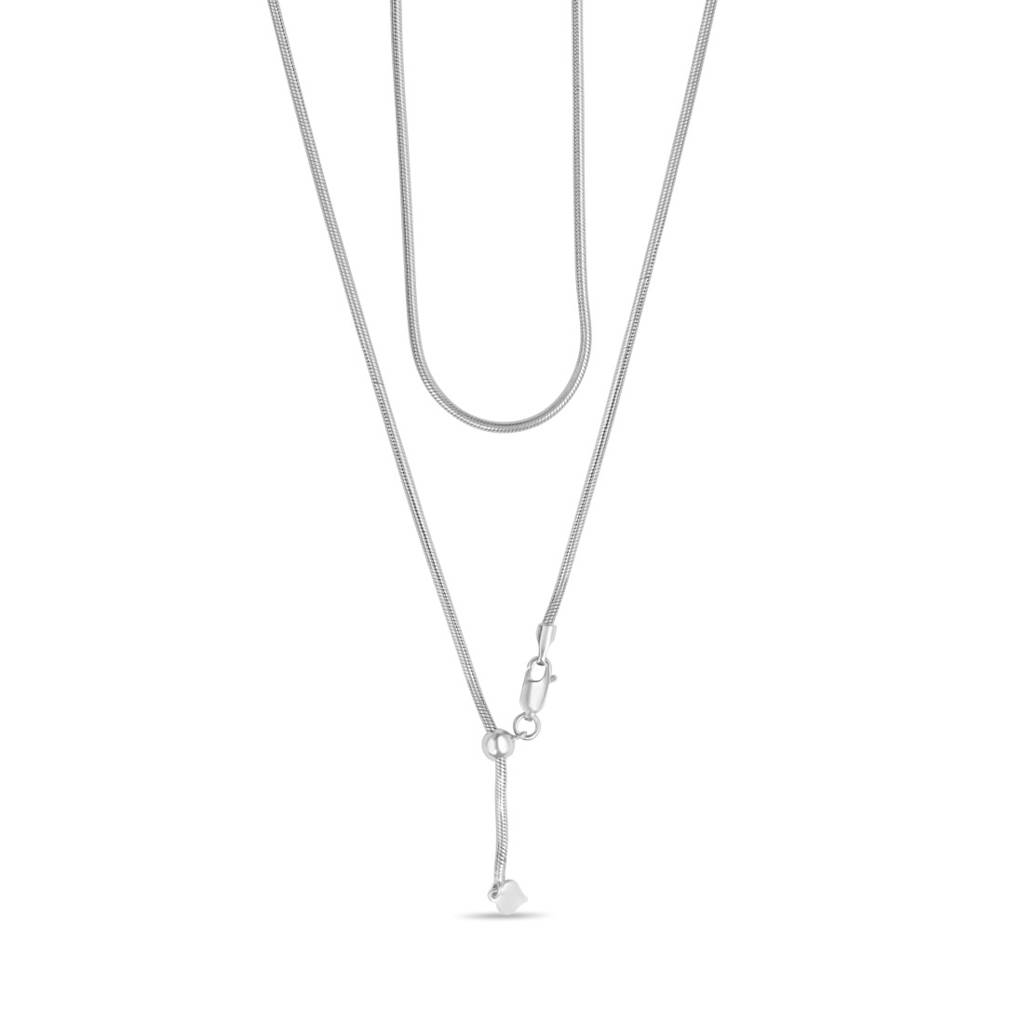 Minimal Rhodium Plated 925 Sterling Silver Snake Chain Sliding Waist Chain : WC-10010-R-36-INCH