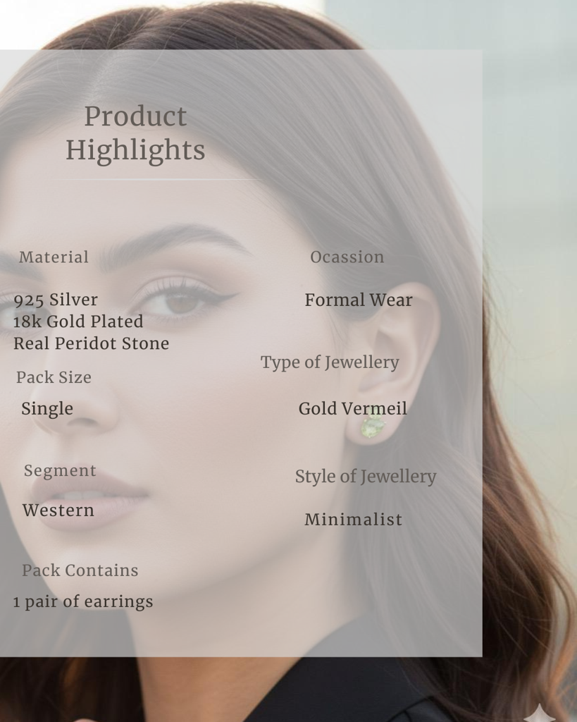 Peridot Duo Cluster Studs( Gem Stone And 925 Silver Jewellery) : sis9