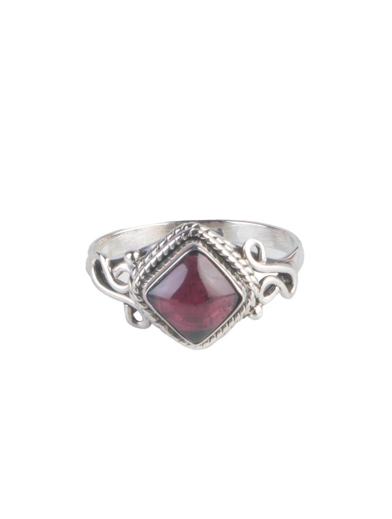 925 Sterling Silver Garnet Ring For Women Handmade Gemstone Ring Adjustable Statement Jewelry Birthday Gift : FU-1064