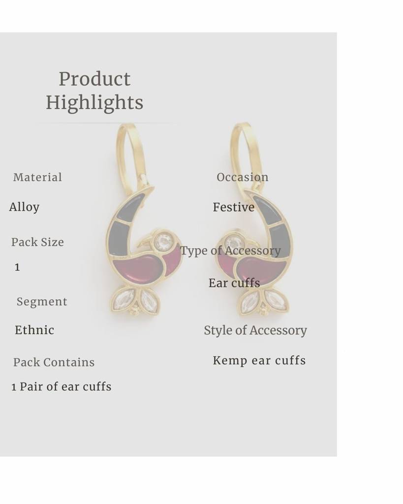 Mayura Enamel Bird Ear Cuff : sm08